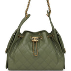 Small 25 Hobo Bag Green Caviar Antique Gold Hardware