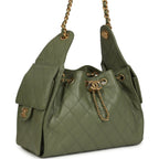 Small 25 Hobo Bag Green Caviar Antique Gold Hardware