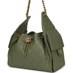 Small 25 Hobo Bag Green Caviar Antique Gold Hardware
