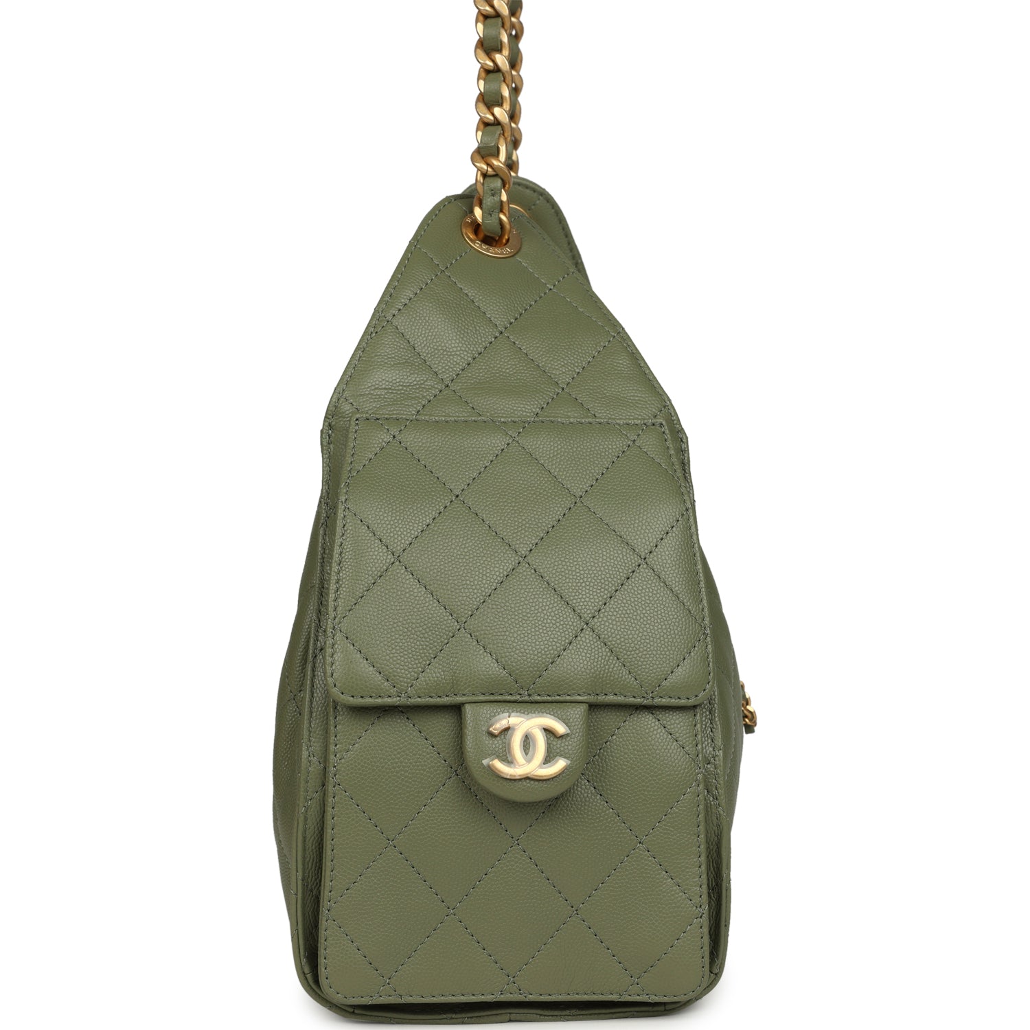 Small 25 Hobo Bag Green Caviar Antique Gold Hardware