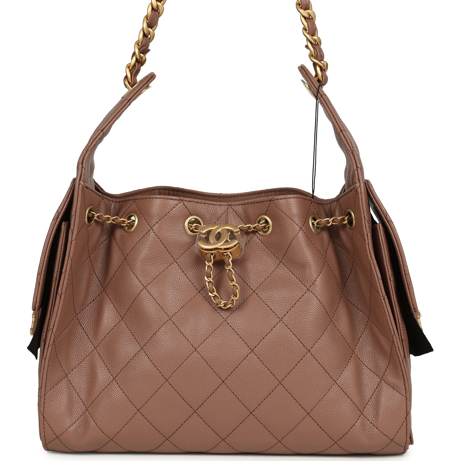 Small 25 Hobo Bag Brown Caviar Antique Gold Hardware
