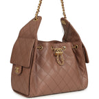 Small 25 Hobo Bag Brown Caviar Antique Gold Hardware