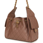 Small 25 Hobo Bag Brown Caviar Antique Gold Hardware
