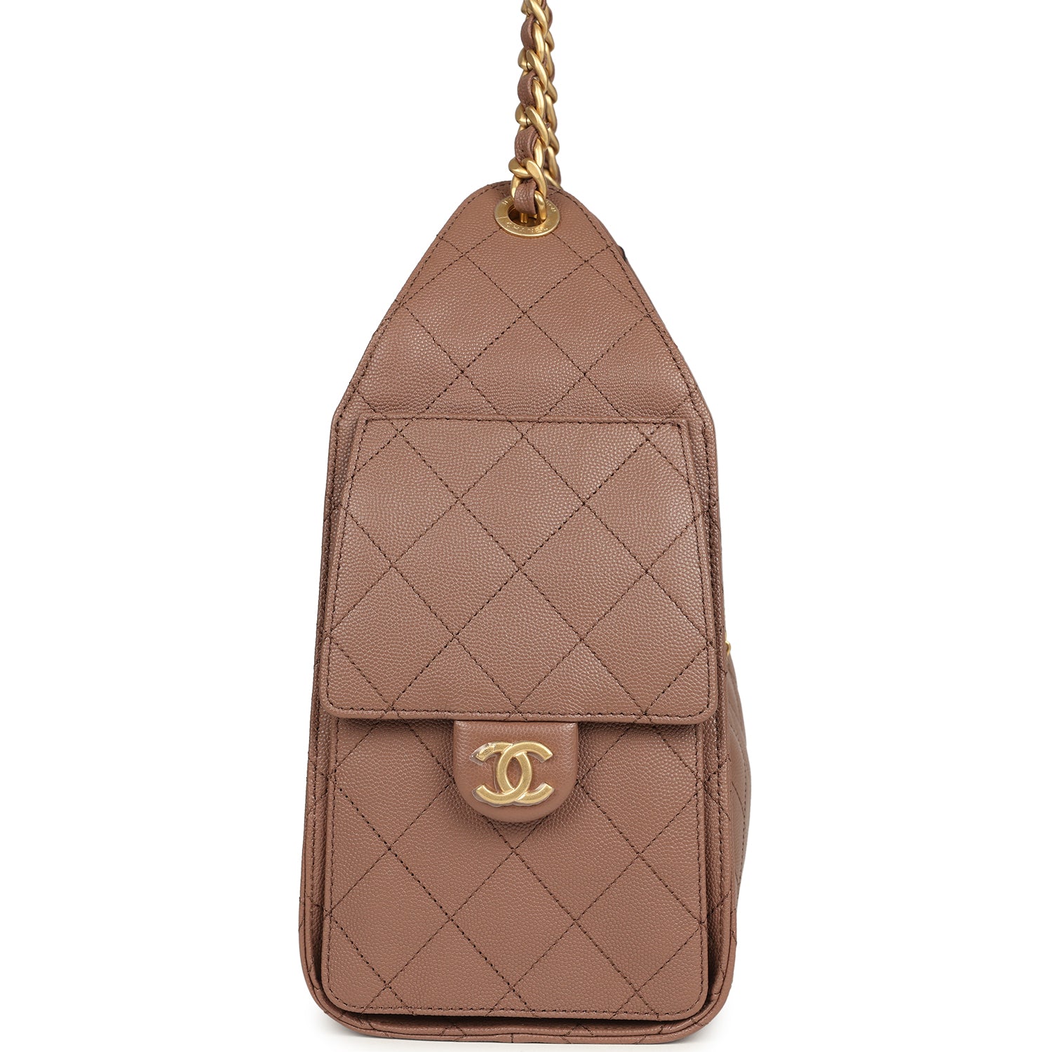 Small 25 Hobo Bag Brown Caviar Antique Gold Hardware