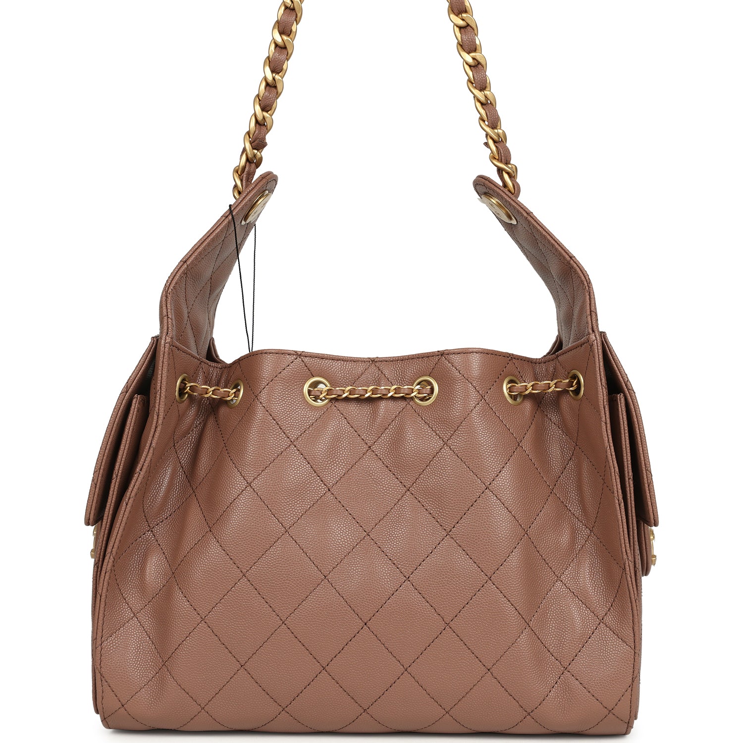 Small 25 Hobo Bag Brown Caviar Antique Gold Hardware