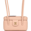 Preppy Coco Long Vanity with Straps Light Pink Shiny Caviar Brushed Gold Hardware