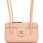 Preppy Coco Long Vanity with Straps Light Pink Shiny Caviar Brushed Gold Hardware