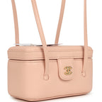 Preppy Coco Long Vanity with Straps Light Pink Shiny Caviar Brushed Gold Hardware