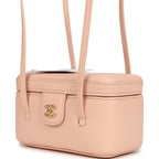 Preppy Coco Long Vanity with Straps Light Pink Shiny Caviar Brushed Gold Hardware