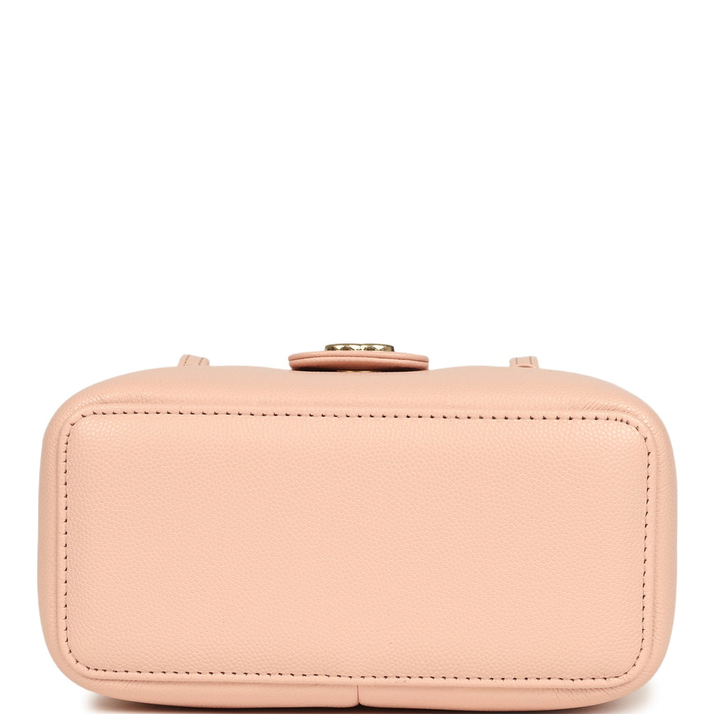 Preppy Coco Long Vanity with Straps Light Pink Shiny Caviar Brushed Gold Hardware