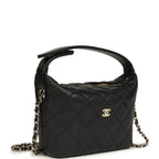 Mini Hobo Pouch with Chain Black Shiny Caviar Light Gold Hardware