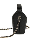 Mini Hobo Pouch with Chain Black Shiny Caviar Light Gold Hardware