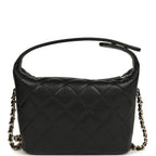 Mini Hobo Pouch with Chain Black Shiny Caviar Light Gold Hardware