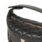 Mini Hobo Pouch with Chain Black Shiny Caviar Light Gold Hardware