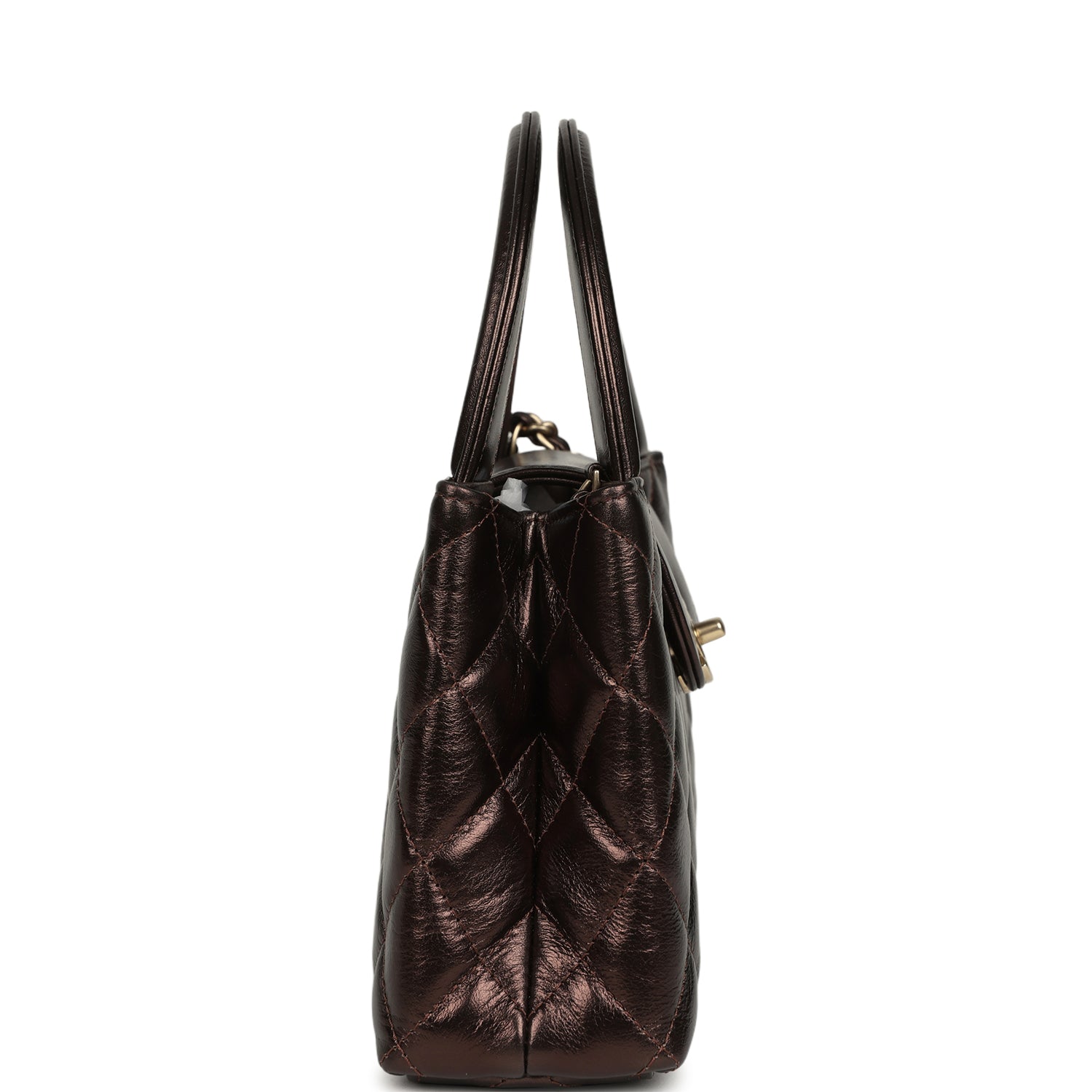 Small Kelly Shopper Metallic Dark Bronze Calfskin Brushed Light Gold Hardware