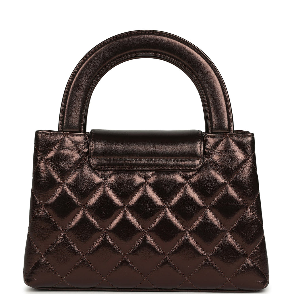 Small Kelly Shopper Metallic Dark Bronze Calfskin Brushed Light Gold Hardware
