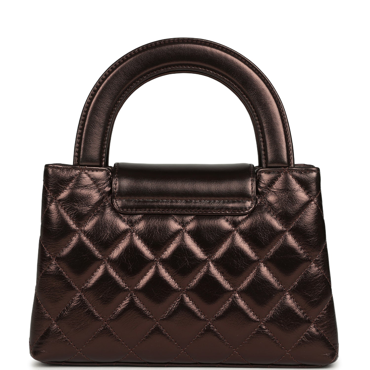 Small Kelly Shopper Metallic Dark Bronze Calfskin Brushed Light Gold Hardware