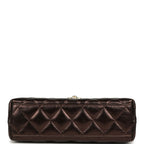 Small Kelly Shopper Metallic Dark Bronze Calfskin Brushed Light Gold Hardware