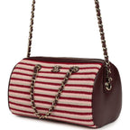 Mini Timeless Classic Barrel Bag with Chain Burgundy Multi Crochet and Burgundy Lambskin Light Gold Hardware