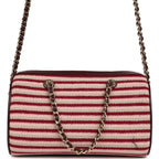 Mini Timeless Classic Barrel Bag with Chain Burgundy Multi Crochet and Burgundy Lambskin Light Gold Hardware