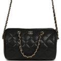 Mini Timeless Classic Barrel Bag with Chain Black Shiny Caviar Light Gold Hardware