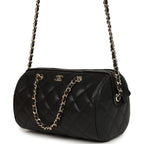 Mini Timeless Classic Barrel Bag with Chain Black Shiny Caviar Light Gold Hardware