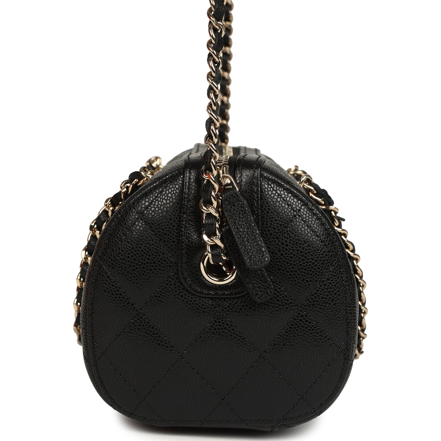 Mini Timeless Classic Barrel Bag with Chain Black Shiny Caviar Light Gold Hardware