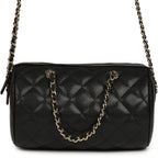 Mini Timeless Classic Barrel Bag with Chain Black Shiny Caviar Light Gold Hardware