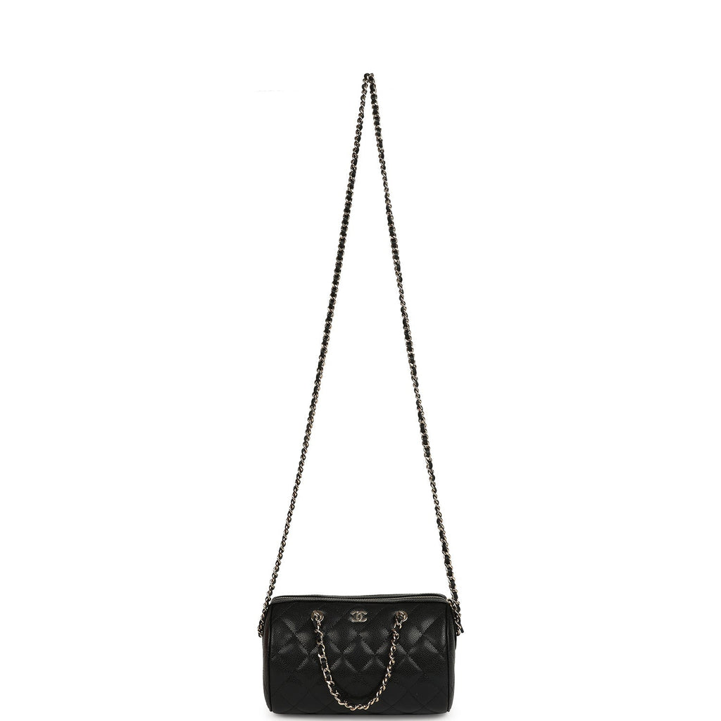 Mini Timeless Classic Barrel Bag with Chain Black Shiny Caviar Light Gold Hardware