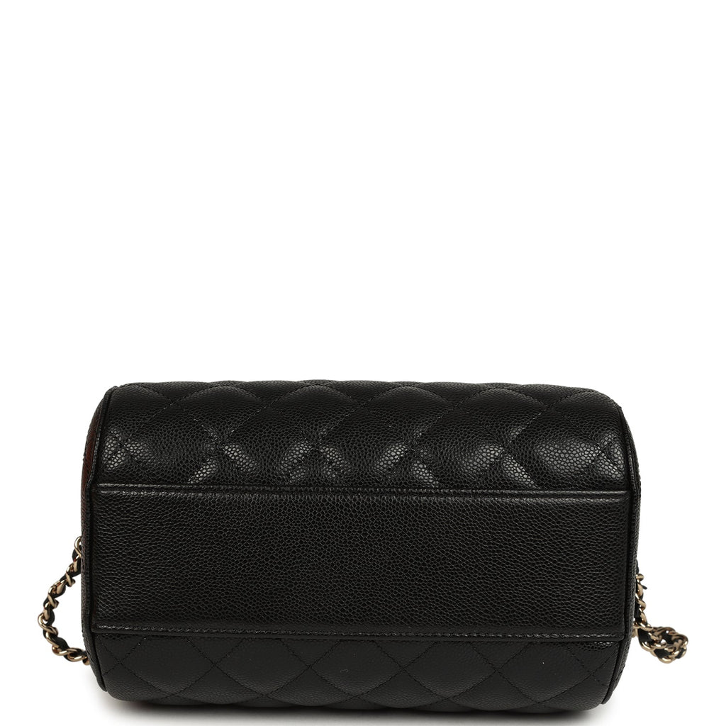 Mini Timeless Classic Barrel Bag with Chain Black Shiny Caviar Light Gold Hardware