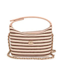 Mini Hobo Pouch with Chain Light Pink, Brown and White Crochet and Lambskin Light Gold Hardware