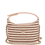 Mini Hobo Pouch with Chain Light Pink, Brown and White Crochet and Lambskin Light Gold Hardware