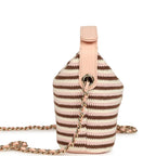Mini Hobo Pouch with Chain Light Pink, Brown and White Crochet and Lambskin Light Gold Hardware