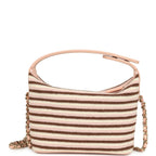 Mini Hobo Pouch with Chain Light Pink, Brown and White Crochet and Lambskin Light Gold Hardware