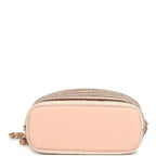 Mini Hobo Pouch with Chain Light Pink, Brown and White Crochet and Lambskin Light Gold Hardware