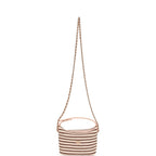 Mini Hobo Pouch with Chain Light Pink, Brown and White Crochet and Lambskin Light Gold Hardware