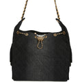 Medium 25 Hobo Bag Black Washed Denim Antique Gold Hardware