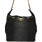 Medium 25 Hobo Bag Black Washed Denim Antique Gold Hardware