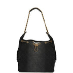 Medium 25 Hobo Bag Black Washed Denim Antique Gold Hardware