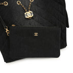 Medium 25 Hobo Bag Black Washed Denim Antique Gold Hardware