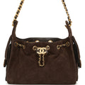 Mini 25 Hobo Bag Dark Brown Suede Antique Gold Hardware