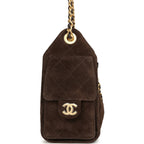 Mini 25 Hobo Bag Dark Brown Suede Antique Gold Hardware