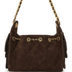 Mini 25 Hobo Bag Dark Brown Suede Antique Gold Hardware