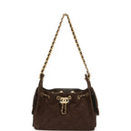 Mini 25 Hobo Bag Dark Brown Suede Antique Gold Hardware