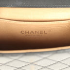 Chic Pearls Flap Bag Black Calfskin Brushed Gold Hardware