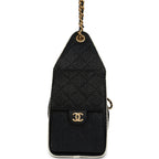 Small 25 Hobo Bag Black Raffia and White Calfskin Antique Gold Hardware