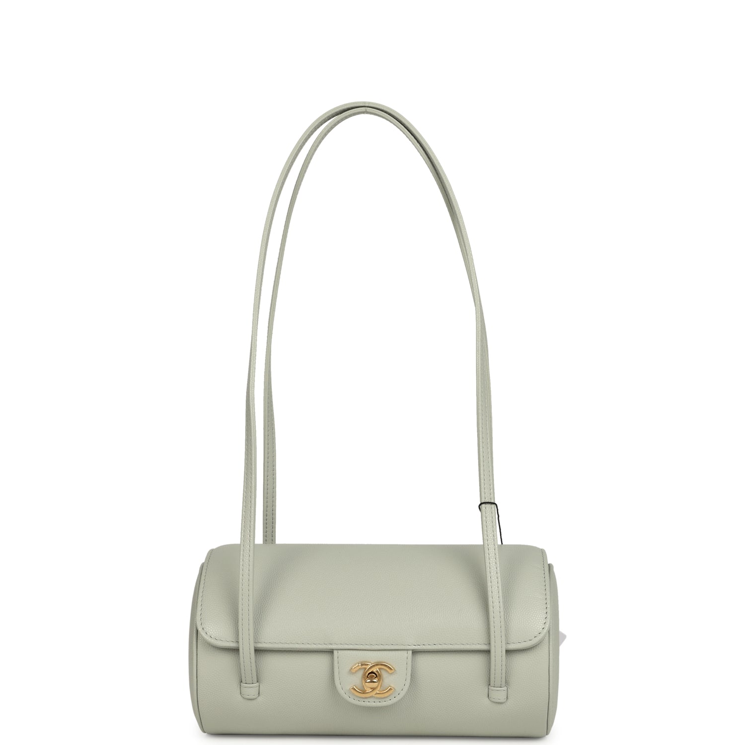 Preppy Coco Bowling Bag Light Green Shiny Caviar Brushed Gold Hardware