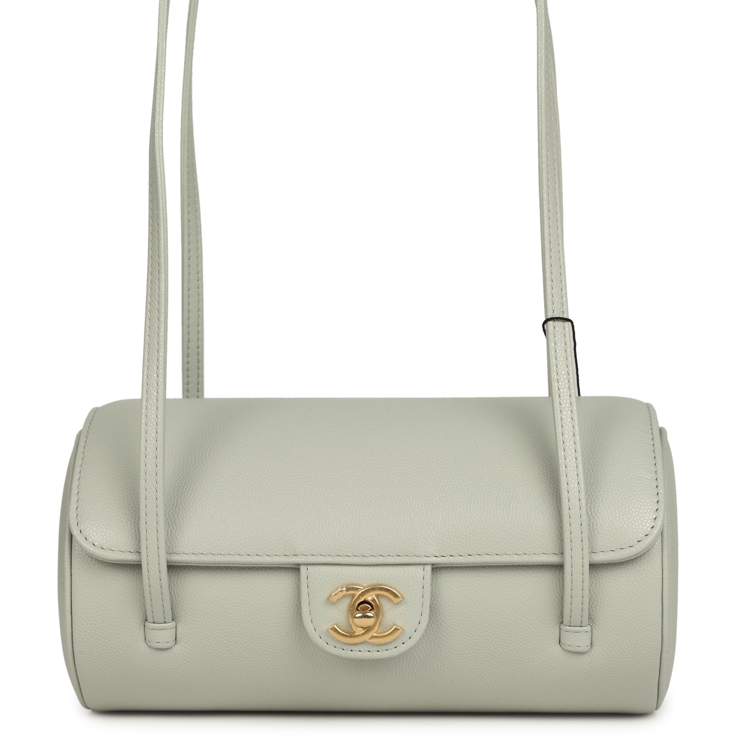 Preppy Coco Bowling Bag Light Green Shiny Caviar Brushed Gold Hardware