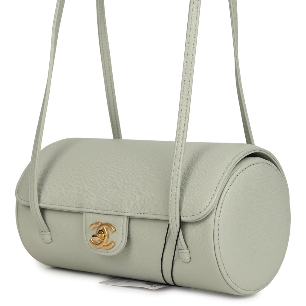 Preppy Coco Bowling Bag Light Green Shiny Caviar Brushed Gold Hardware