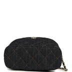 Mini Hobo Pouch with Chain Dark Blue Denim and Leather Light Gold Hardware